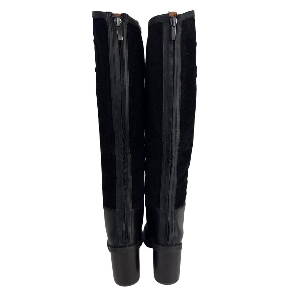Franco Sarto‎ Nostalgia Tall Boots Black Leather Suede Block Heel Riding 5M - Picture 9 of 16
